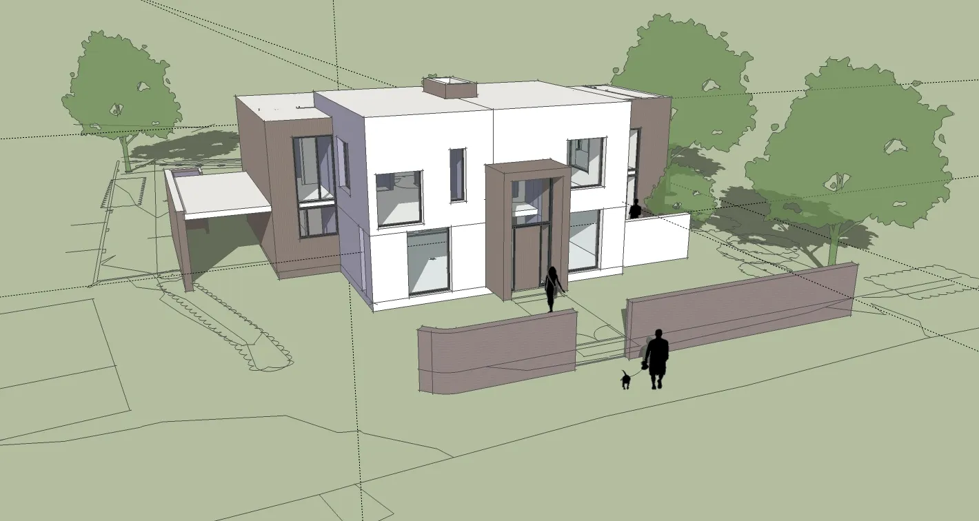 Early concept sketch view of dwelling frontage