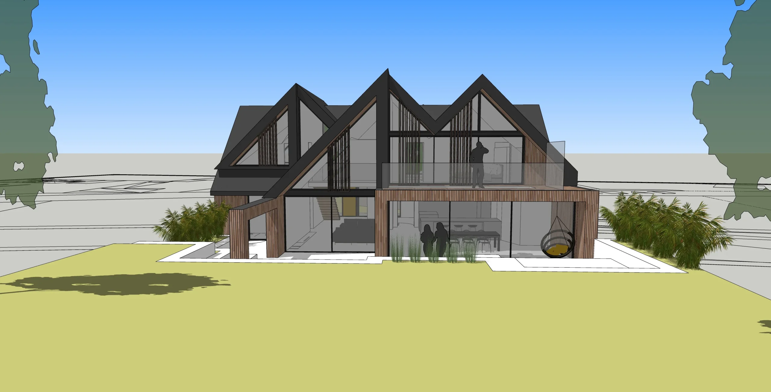 Sketch view of concept showing rear of dwelling