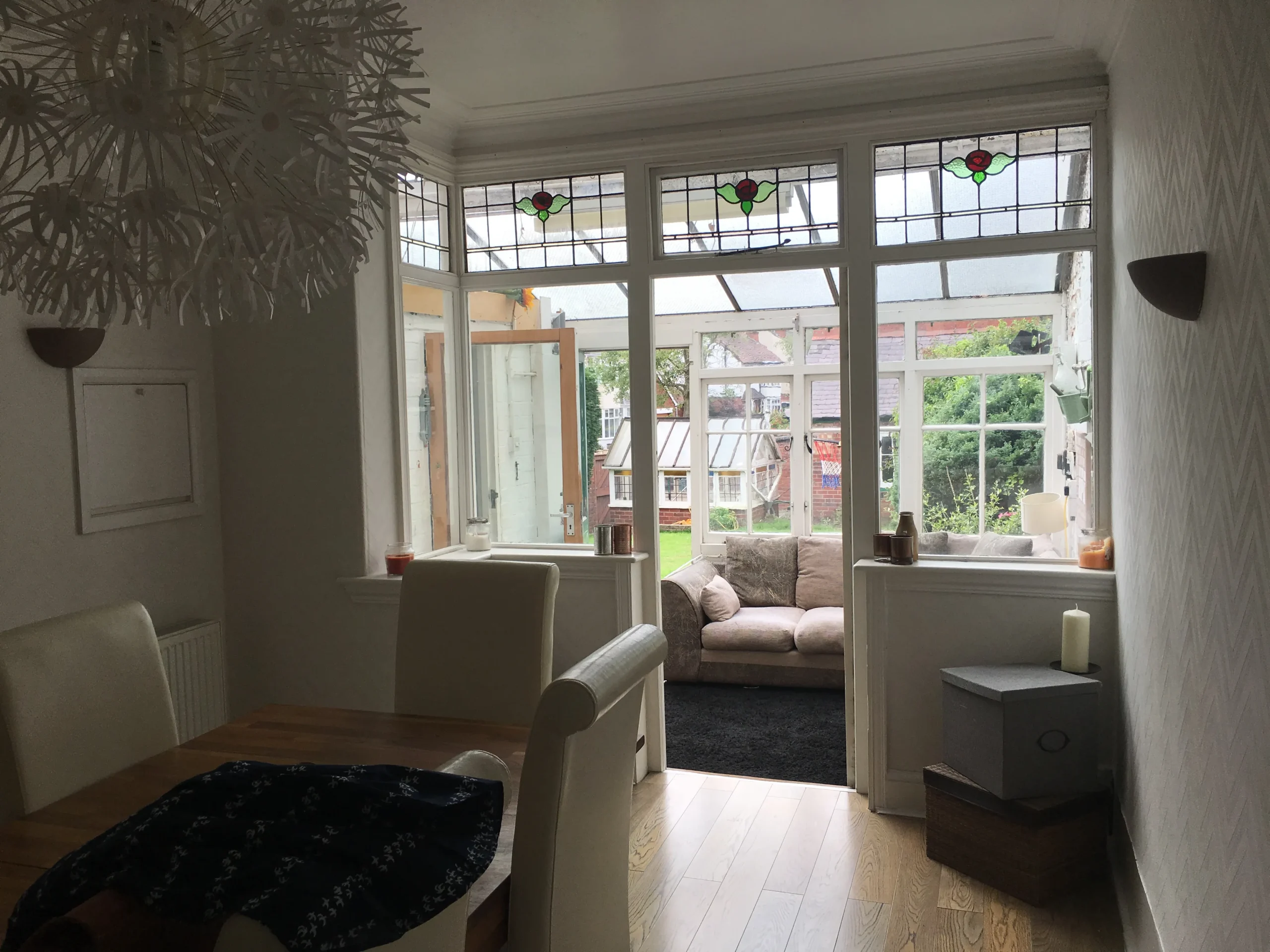 ‘Before’ photo of the dining room, which now hosts the new kitchen