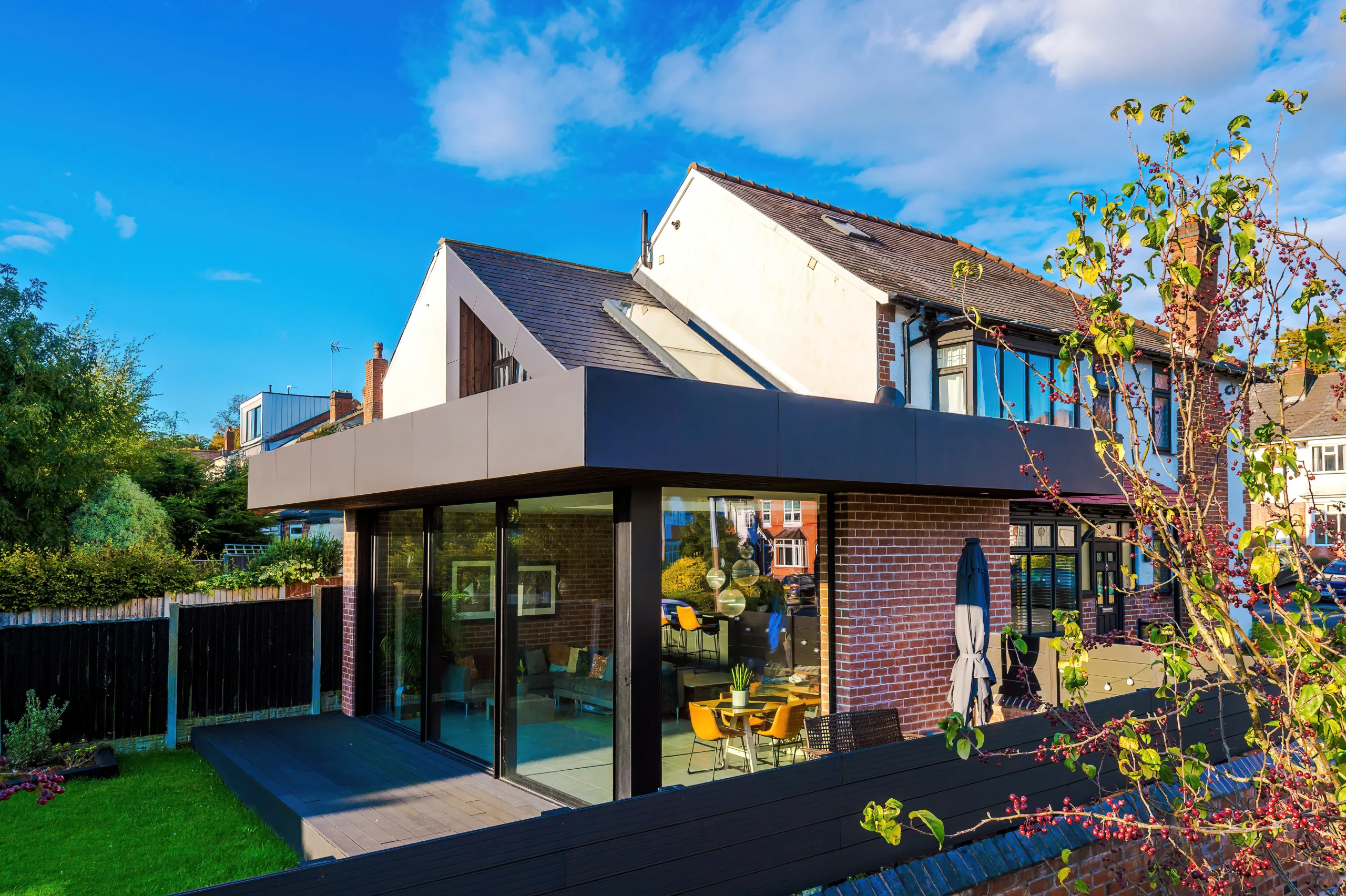 Rear extensions as seen over garden wall