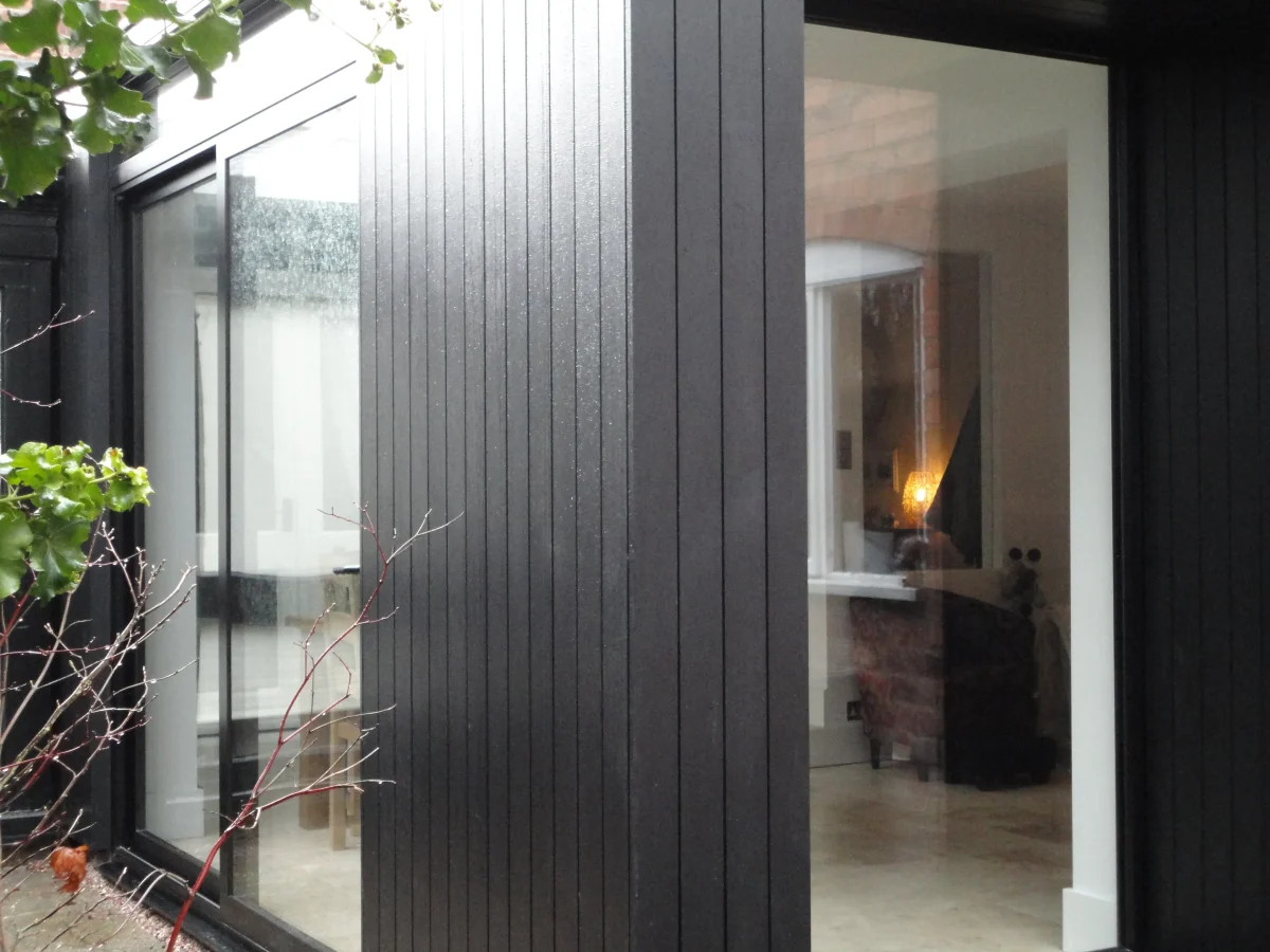 Timber cladding stained black