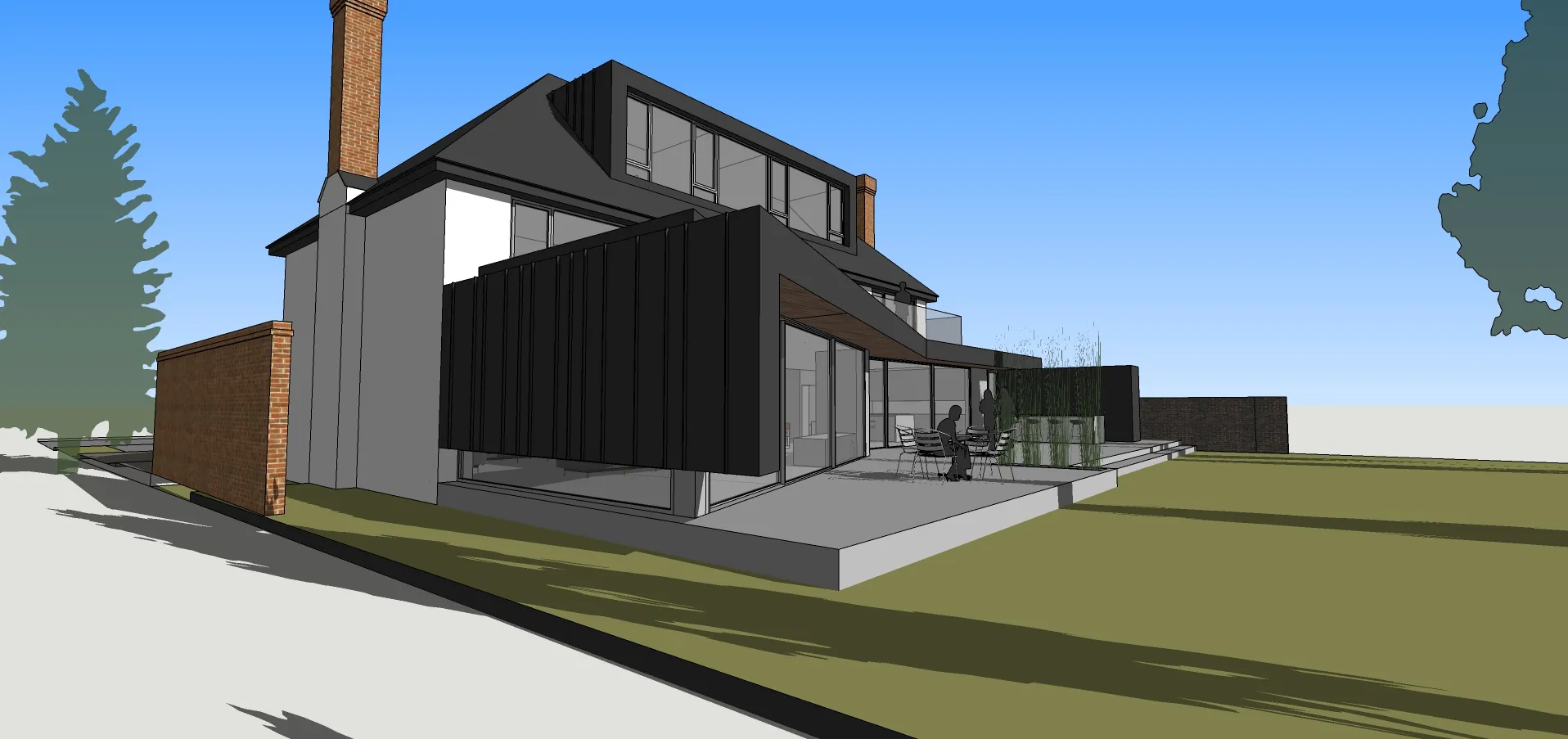 Sketch view of the concept showing the extension at the rear.
