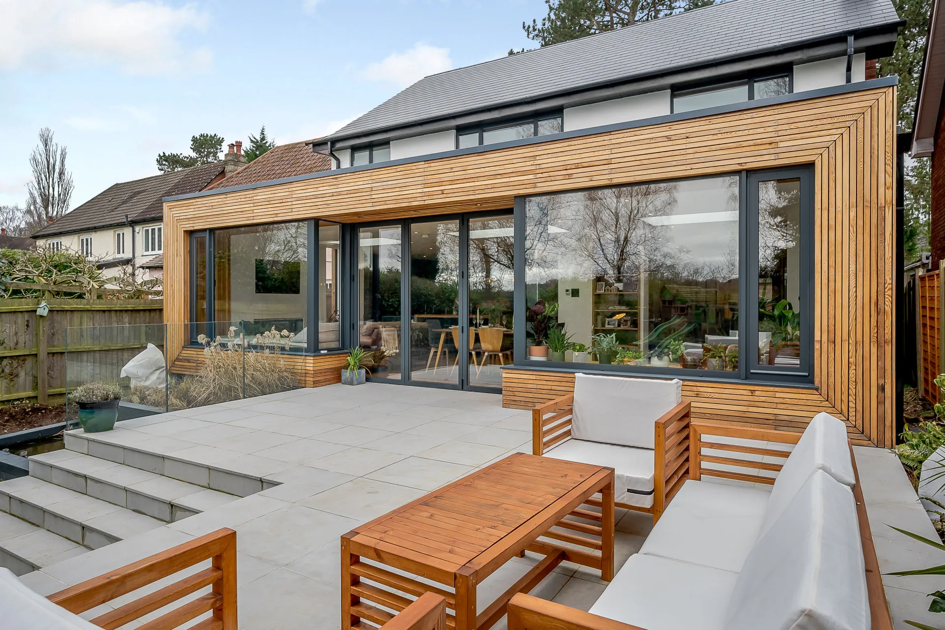 View of rear extension with timber cladding
