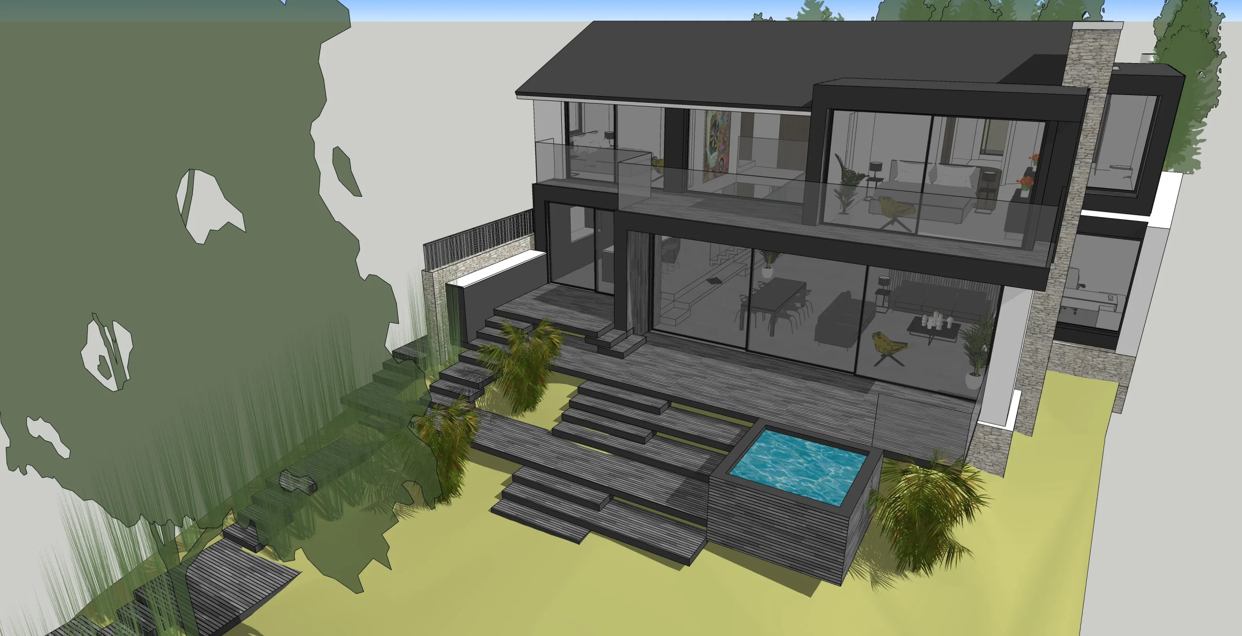 Sketch view showing the concept for the rear of the dwelling