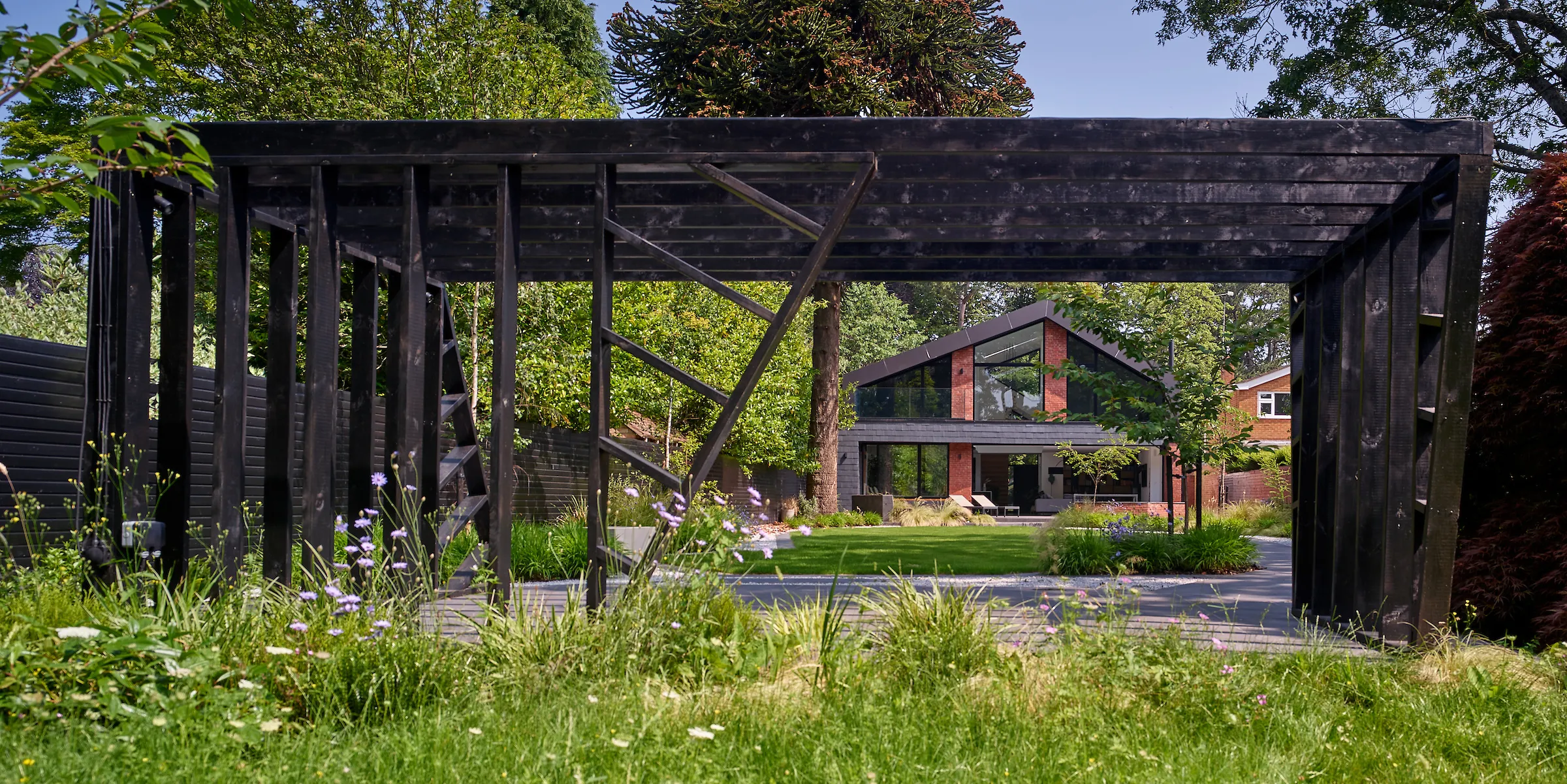 Pergola with rear of house in the background
