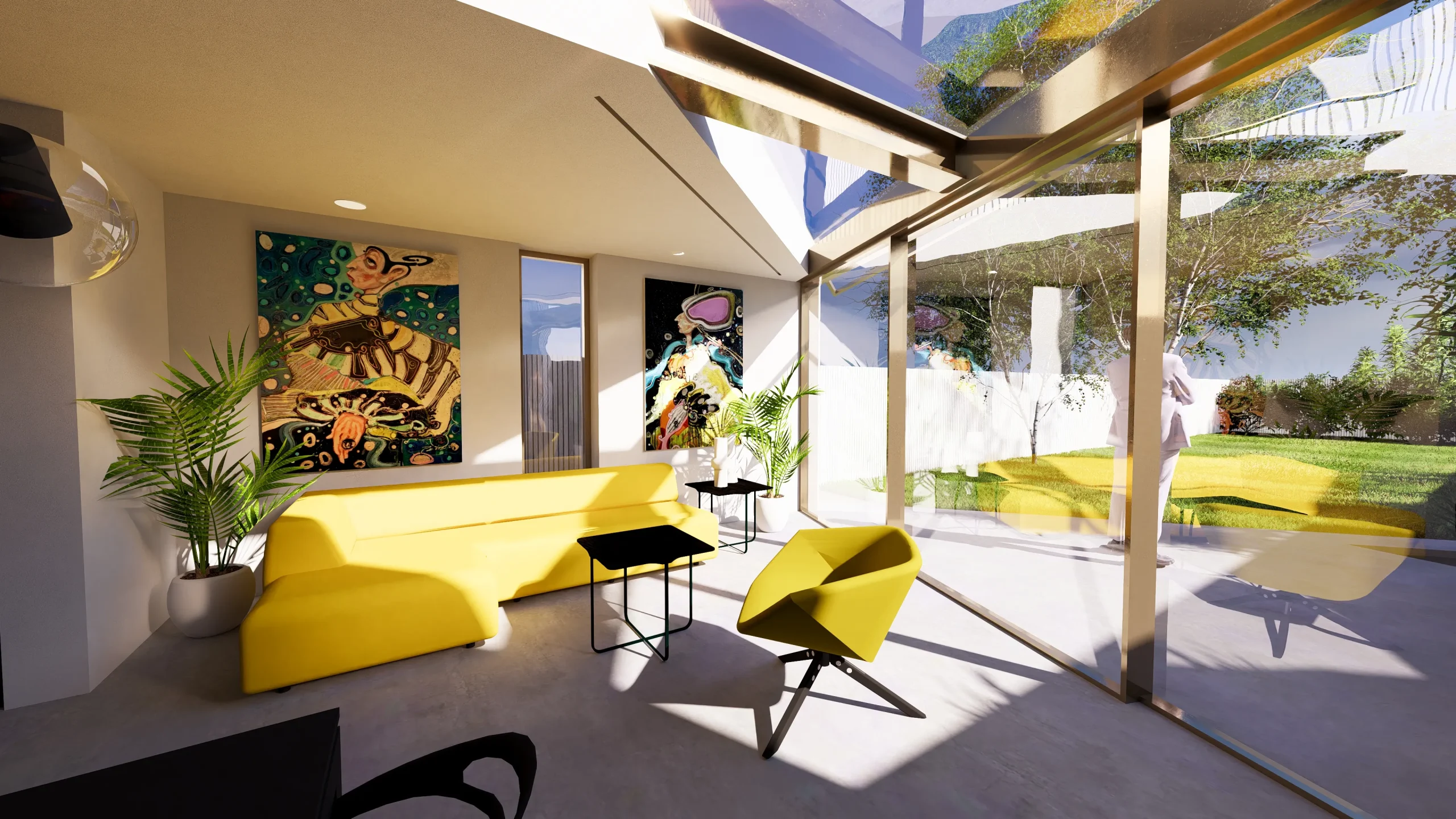 Visual showing the feature angled rooflight and shard canopy