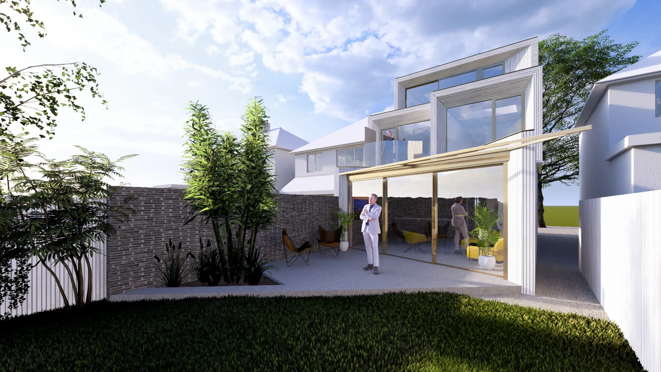 Visual of proposal showing ground, first and loft extensions