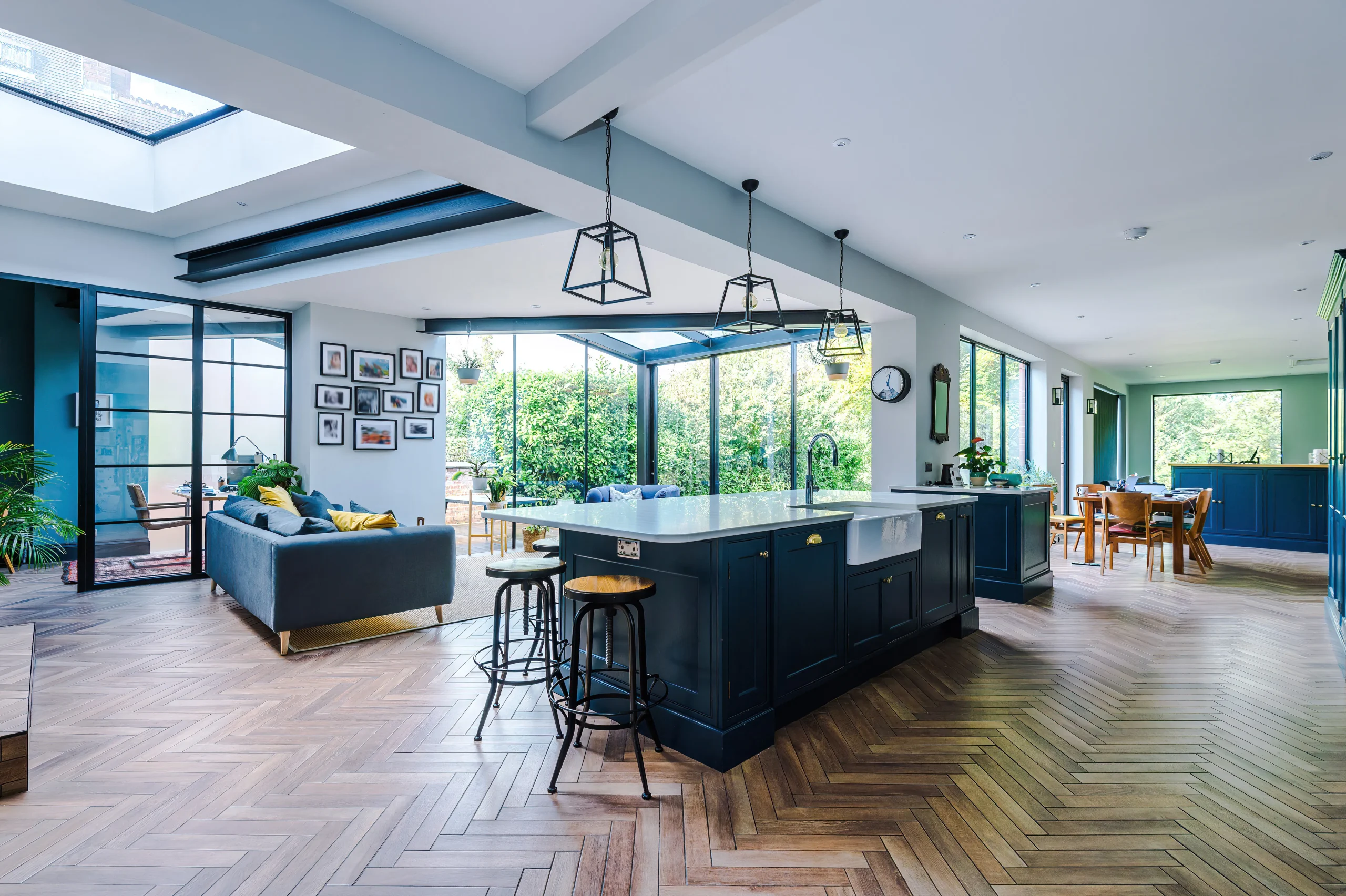 Great width has been provided to what was once a galley kitchen.
